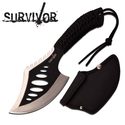 Survivor Two-Tone Stainless Steel Oval Cut Sawback Hand Axe X-24   565572609
